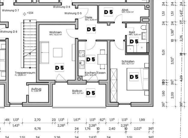 Etagenwohnung Wetzlar Naunheim - 3 Zimmer, 72 m&sup2;, 850&euro; | Angebot:26587262