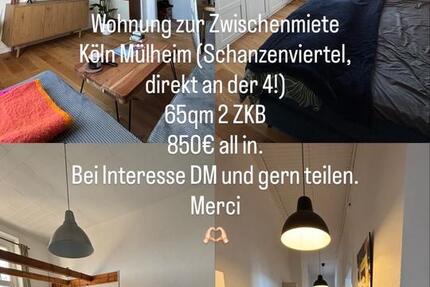 Wohnen auf Zeit Köln Mülheim - 2 Zimmer, 65 m&sup2;, 850&euro; | Angebot:24508253