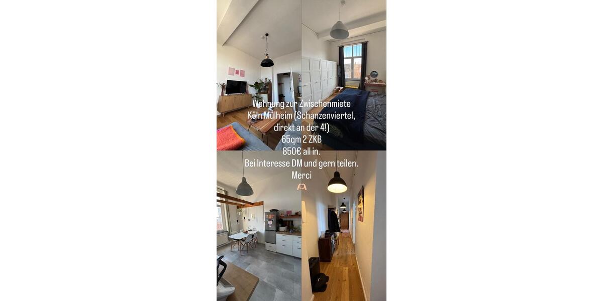 Wohnen auf Zeit Köln Mülheim - 2 Zimmer, 65 m&sup2;, 850&euro; | Angebot:24508253