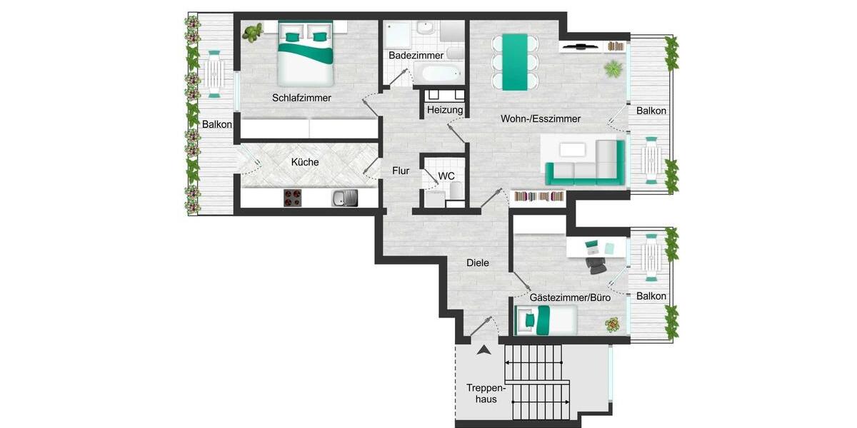 Etagenwohnung Remagen - 3 Zimmer, 105 m&sup2;, 1.050&euro; | Angebot:25373875