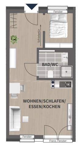 Etagenwohnung Fürth Innenstadt - 1 Zimmer, 35 m&sup2;, 600&euro; | Angebot:26159056