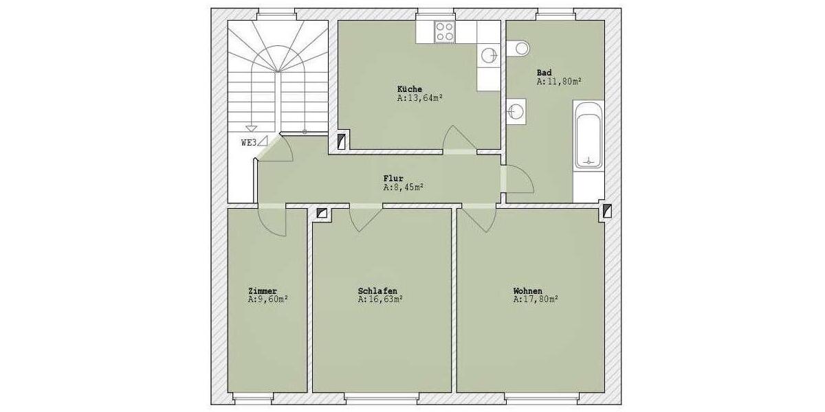 Etagenwohnung Zwenkau - 3 Zimmer, 78 m&sup2;, 700&euro; | Angebot:25909145