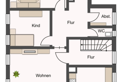 Helle 3,5 Zi Wohnung, 85 qm, umfassend saniert, EBK, möbliert zimmer