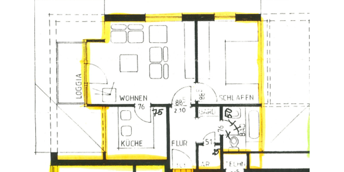 Dachgeschoßwohnung Korbach - 2 Zimmer, 56 m&sup2;, 505&euro; | Angebot:25960982