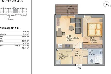 Wohnung Breitenfelde - 2 Zimmer, 49 m&sup2;, 595&euro; | Angebot:25253185