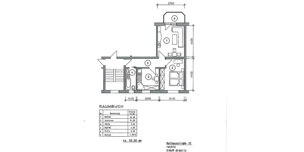 Erdgeschoßwohnung Gröditz - 2 Zimmer, 53 m&sup2;, 293&euro; | Angebot:25220602