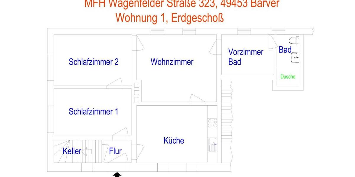 Erdgeschoßwohnung Rehden - 1.5 Zimmer, 82 m&sup2;, 550&euro; | Angebot:26166561