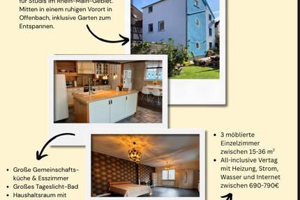 Wohnen auf Zeit Offenbach am Main Bürgel - 3 Zimmer, 36 m&sup2;, 690&euro; | Angebot:24434657