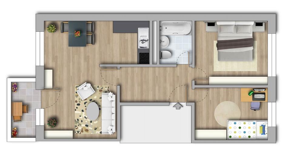 Etagenwohnung Magdeburg Ottersleben - 3 Zimmer, 58 m&sup2;, 440&euro; | Angebot:26194075