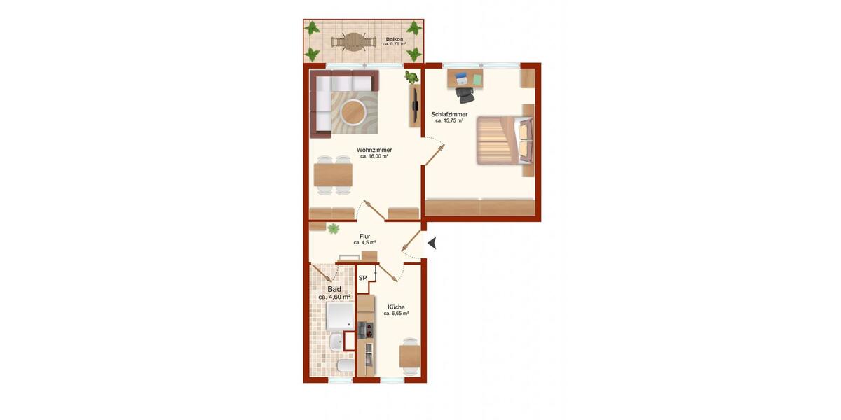 Altersgerechte Wohnung im Erdgeschoß mit großem Balkon und Dusche! 2 zimmer