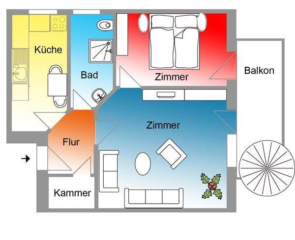 Etagenwohnung Wanzleben-Börde Seehausen - 2 Zimmer, 46 m&sup2;, 266&euro; | Angebot:24972131