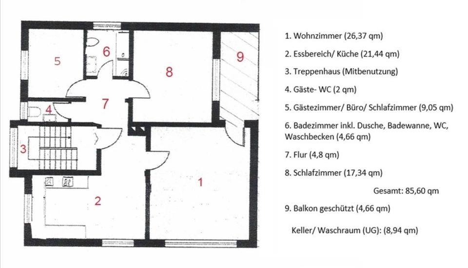 Mitarbeiterwohnung (90 qm) 1. OG – Wohnung & Arbeit kombiniert 3 zimmer