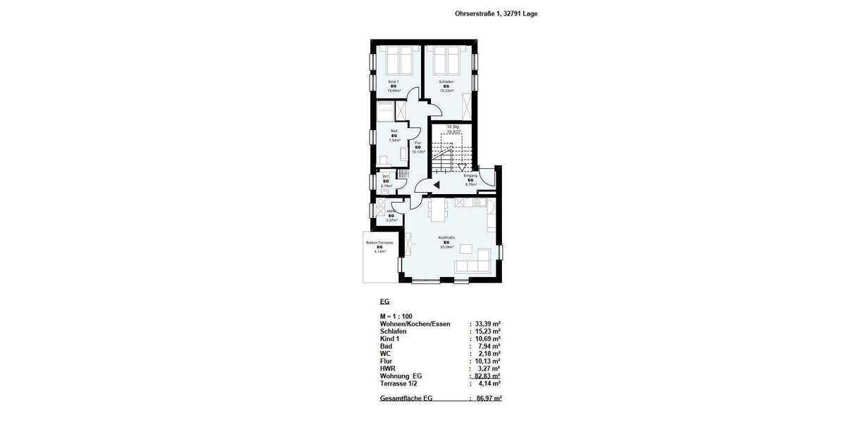 Etagenwohnung Lage - 3 Zimmer, 87 m&sup2;, 1.040&euro; | Angebot:25968717
