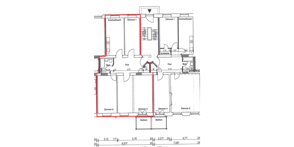 Erdgeschoßwohnung Parchim - 3 Zimmer, 107 m&sup2;, 822&euro; | Angebot:23847720