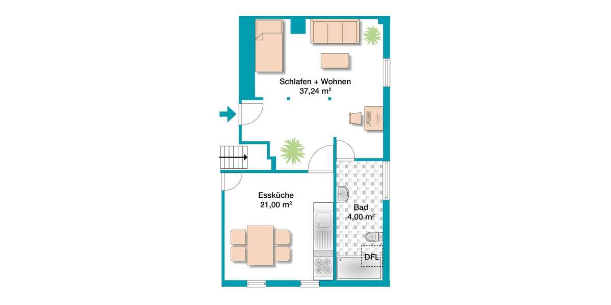 Etagenwohnung Unterwaldhausen - 2 Zimmer, 62 m&sup2;, 600&euro; | Angebot:24701624