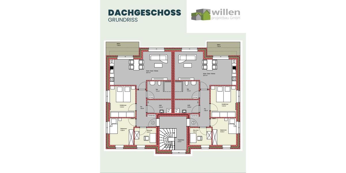 Dachgeschoßwohnung Herzlake - 3 Zimmer, 81 m&sup2;, 850&euro; | Angebot:26111482