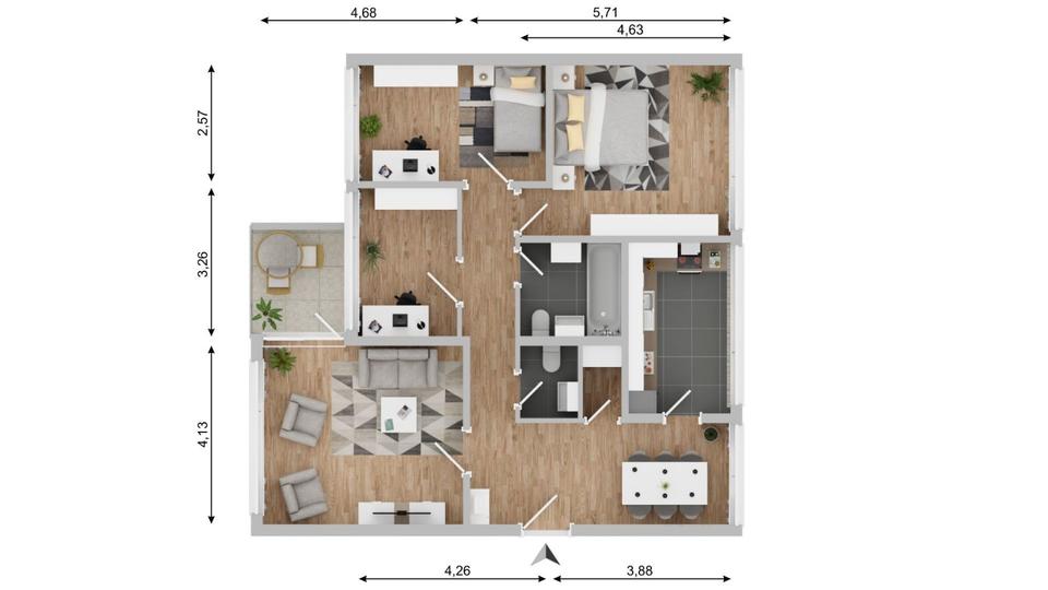 Etagenwohnung Wolfsburg Detmerode - 4 Zimmer, 90 m&sup2;, 945&euro; | Angebot:25613261