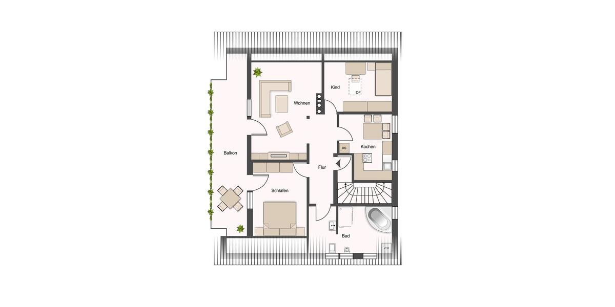 Dachgeschoßwohnung Schwanstetten - 3 Zimmer, 80 m&sup2;, 800&euro; | Angebot:26265598