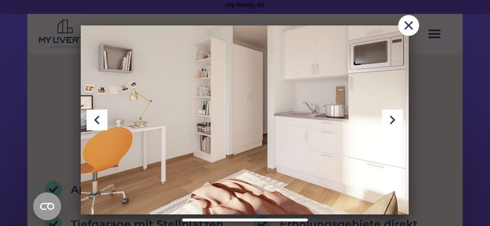Etagenwohnung Potsdam - 1 Zimmer, 22 m&sup2;, 800&euro; | Angebot:26284405