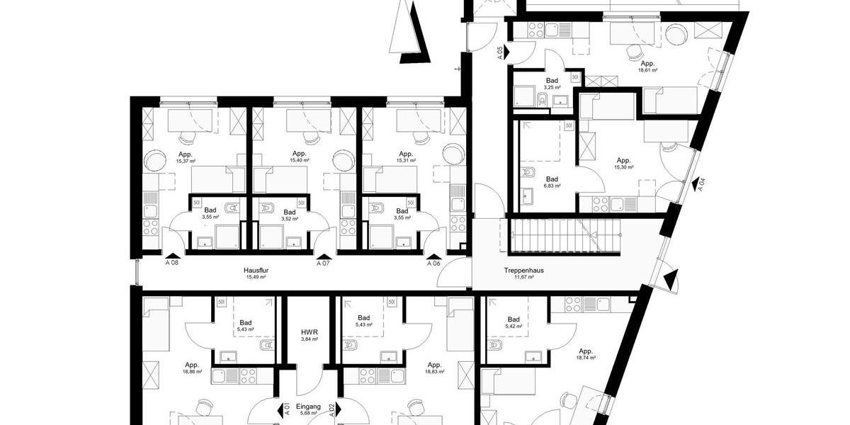 Etagenwohnung Göttingen Grone - 1 Zimmer, 22 m&sup2;, 360&euro; | Angebot:25934284