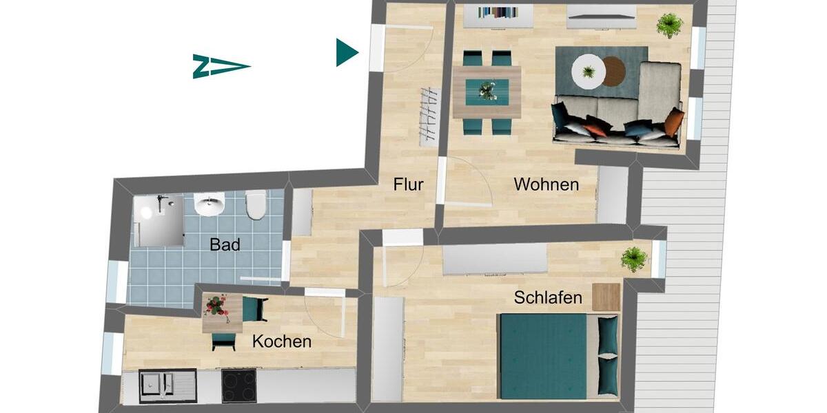 Etagenwohnung Pößneck - 2 Zimmer, 41 m&sup2;, 290&euro; | Angebot:26563046