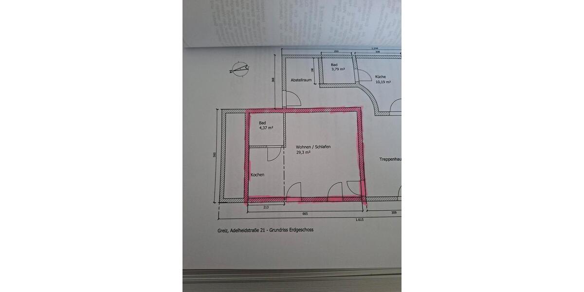 Erdgeschoßwohnung Greiz - 1 Zimmer, 34 m&sup2;, 200&euro; | Angebot:25403884