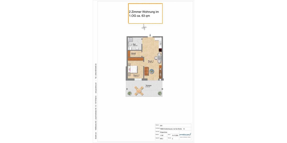 Etagenwohnung Grafenhausen Geroldshofstetten - 2 Zimmer, 63 m&sup2;, 690&euro; | Angebot:26116665