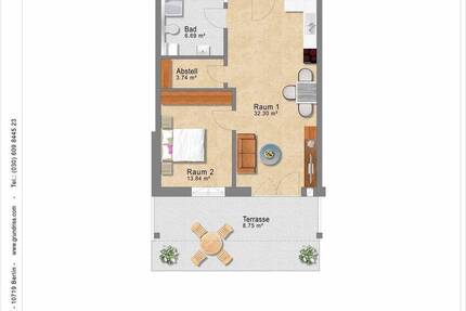 Wohnung Grafenhausen Geroldshofstetten - 2 Zimmer, 63 m&sup2;, 690&euro; | Angebot:26116665