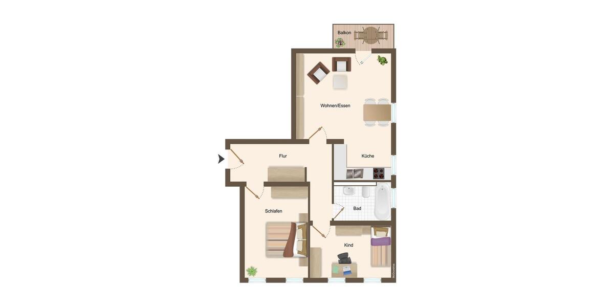 Erdgeschoßwohnung Chemnitz Ebersdorf - 3 Zimmer, 68 m&sup2;, 475&euro; | Angebot:25254343