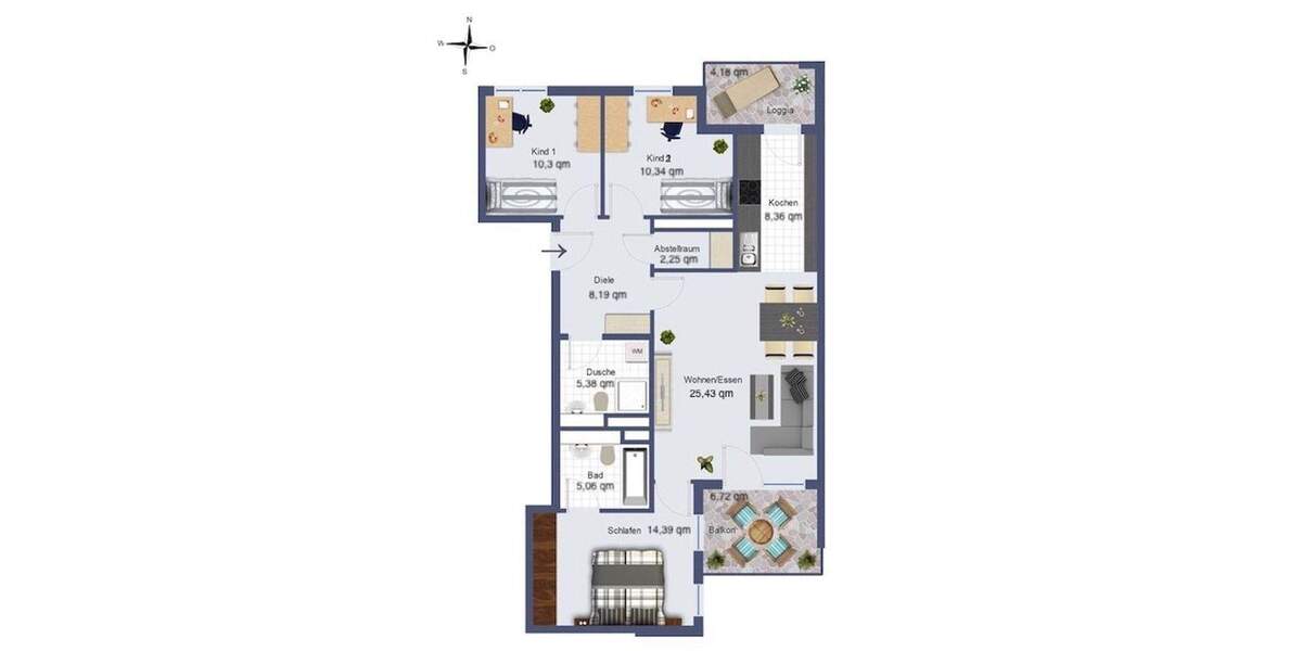 Etagenwohnung München Sendling-Westpark - 4 Zimmer, 95 m&sup2;, 2.175&euro; | Angebot:25262852