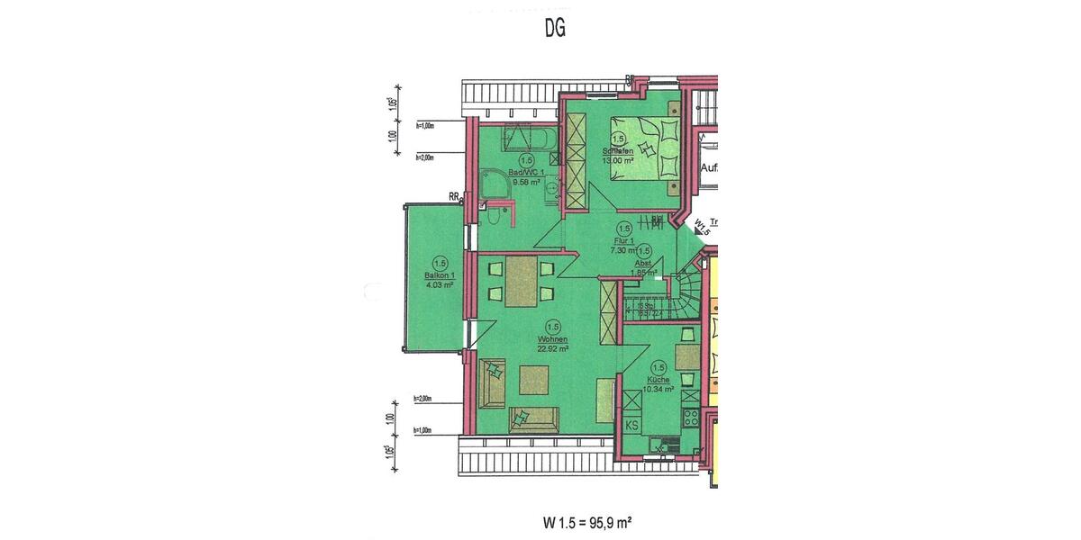 Dachgeschoßwohnung Borken - 2 Zimmer, 96 m&sup2;, 980&euro; | Angebot:26622625