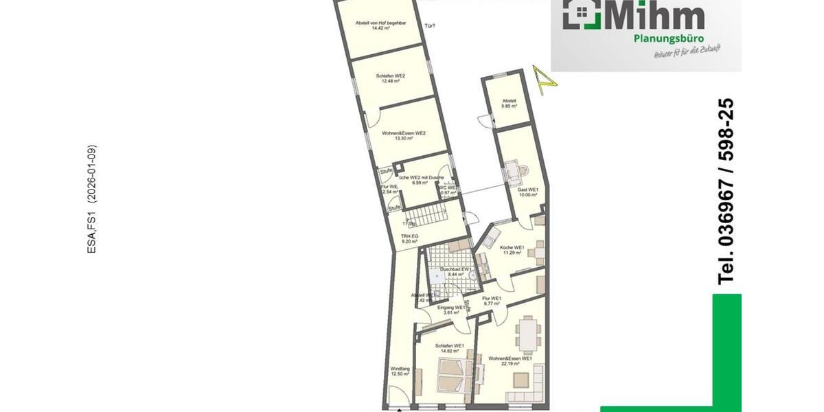 Erdgeschoßwohnung Eisenach - 3 Zimmer, 79 m&sup2;, 608&euro; | Angebot:24440561