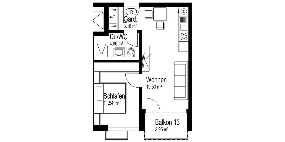 Etagenwohnung Laufach - 2 Zimmer, 42 m&sup2;, 950&euro; | Angebot:25860452