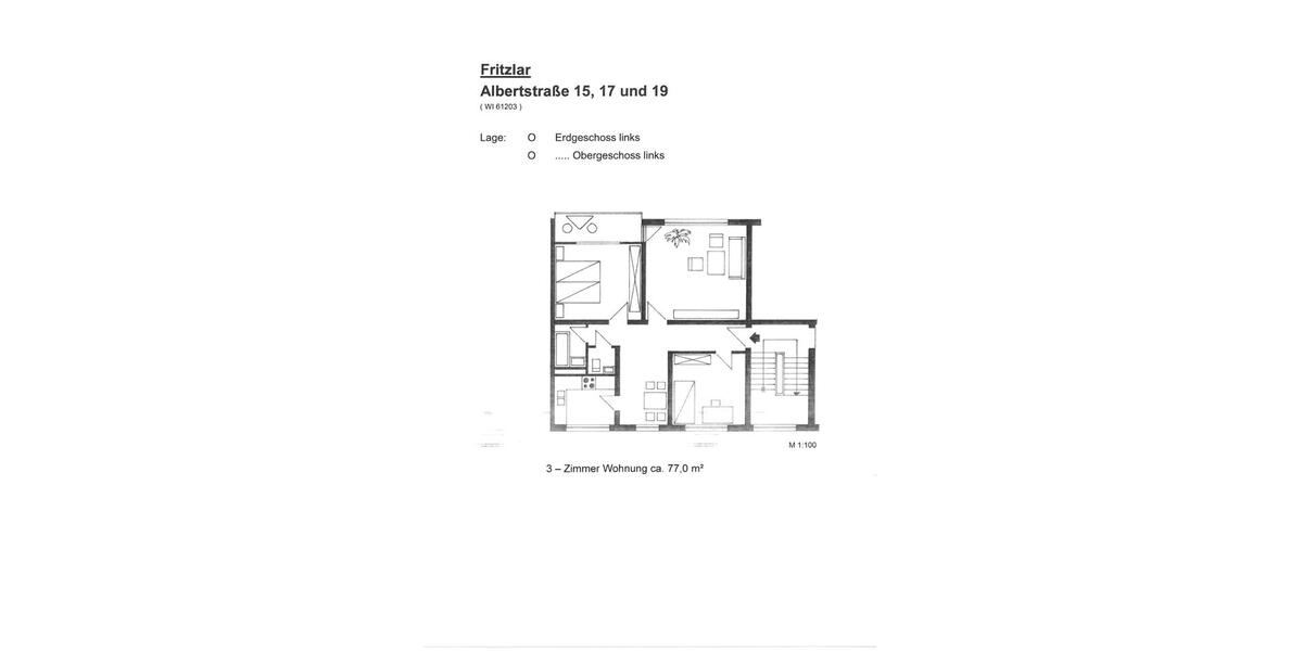 Etagenwohnung Fritzlar - 3 Zimmer, 77 m&sup2;, 586&euro; | Angebot:26565929