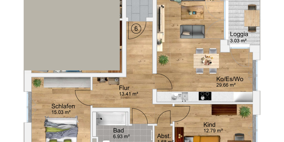 Etagenwohnung Krailling Pentenried - 3 Zimmer, 80 m&sup2;, 1.520&euro; | Angebot:26153944