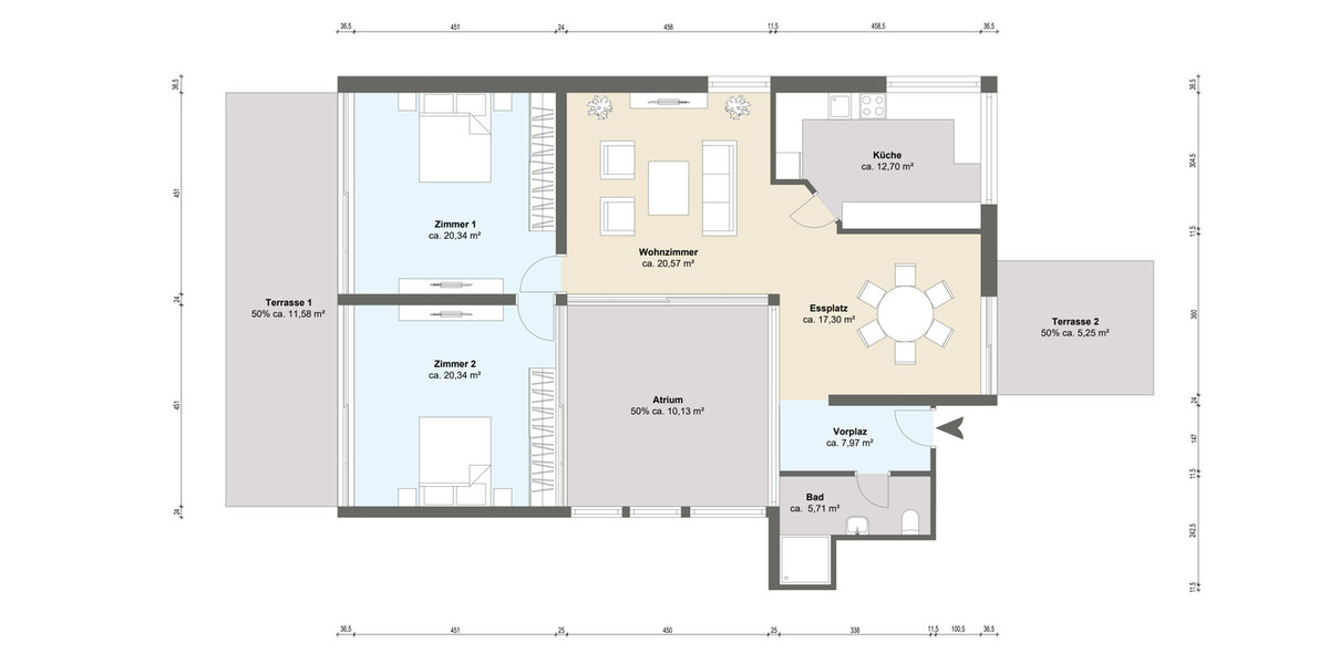 Terrassenwohnung Mainz Lerchenberg - 4 Zimmer, 137 m&sup2;, 2.400&euro; | Angebot:25691039