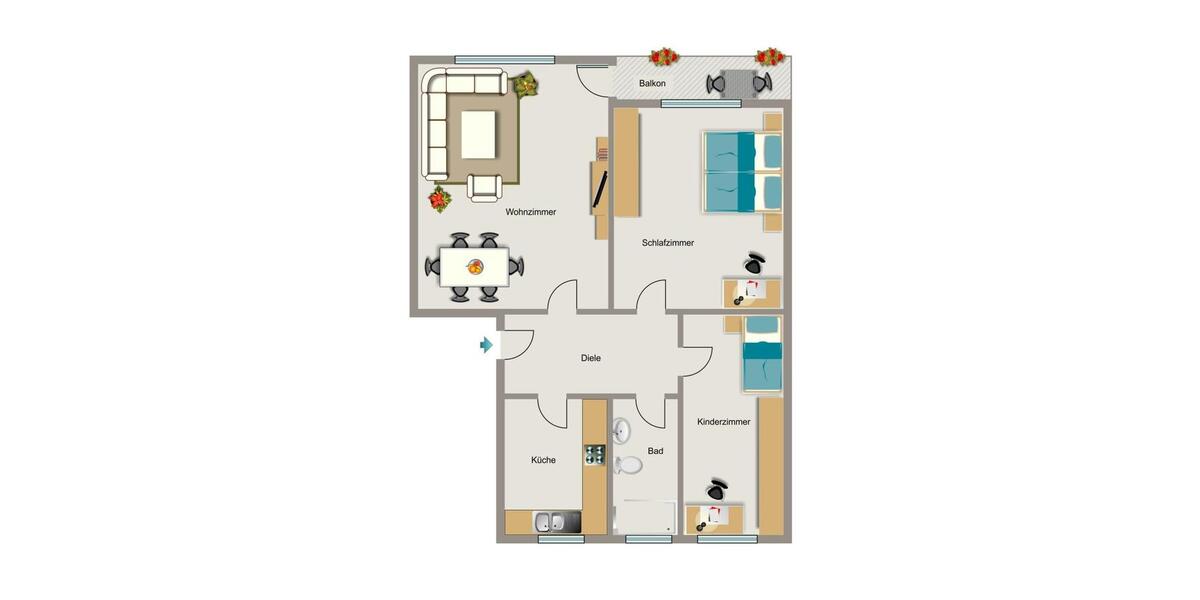 Etagenwohnung Duisburg Essenberg - 3.5 Zimmer, 66 m&sup2;, 575&euro; | Angebot:26672520