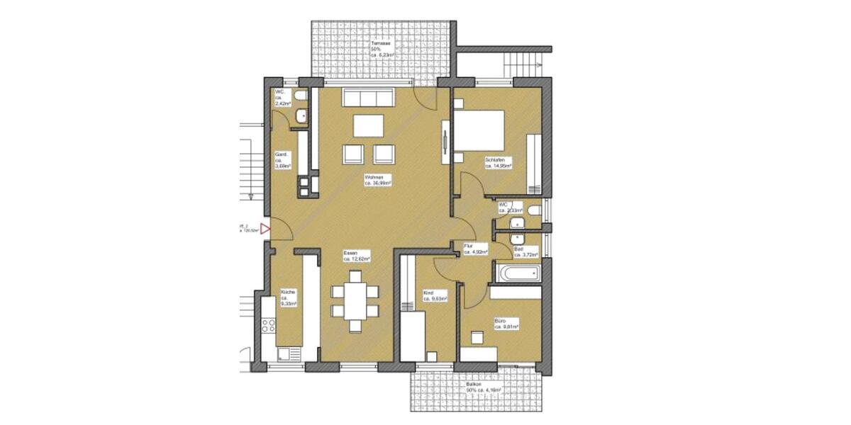 Erdgeschoßwohnung Hamburg Wandsbek - 4 Zimmer, 121 m&sup2;, 2.175&euro; | Angebot:26678163