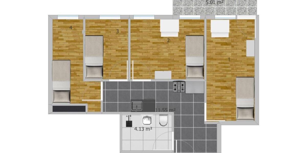 Etagenwohnung München Au-Haidhausen - 4 Zimmer, 53 m&sup2;, 650&euro; | Angebot:25210886