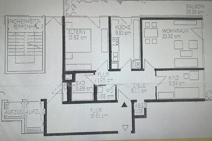 3 Zimmer Wohnung 74m² Wohnfläche + effektiv 28m² Balkon 3 zimmer