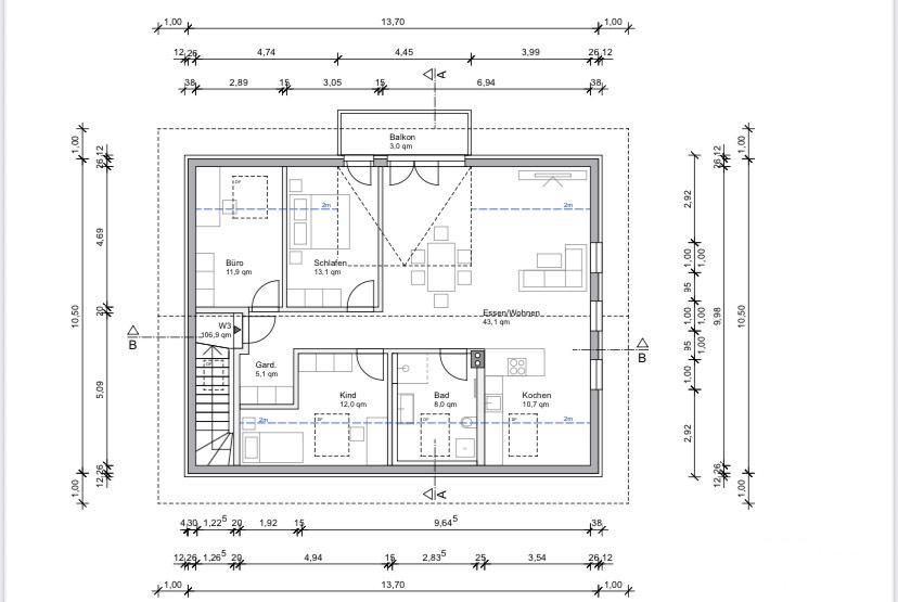 Dachgeschoßwohnung Pfaffing - 4 Zimmer, 107 m&sup2;, 1.600&euro; | Angebot:24953902