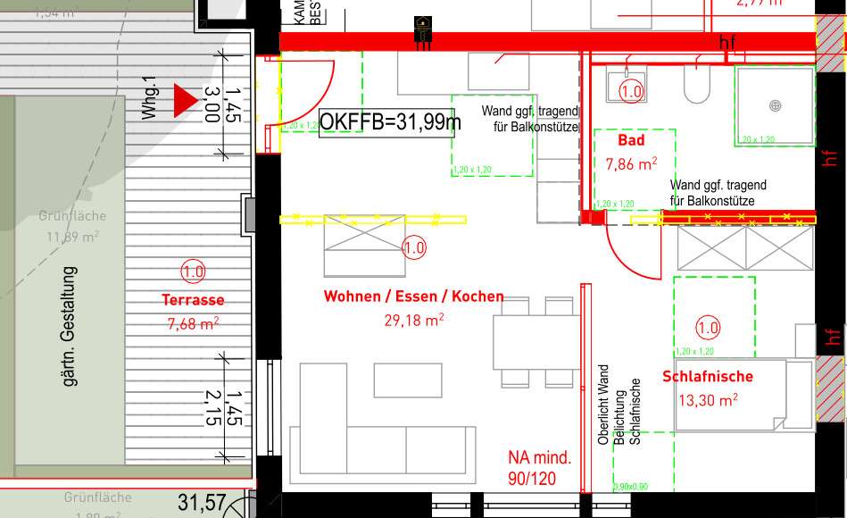 Etagenwohnung Rhede - 2 Zimmer, 58 m&sup2;, 812&euro; | Angebot:23680829