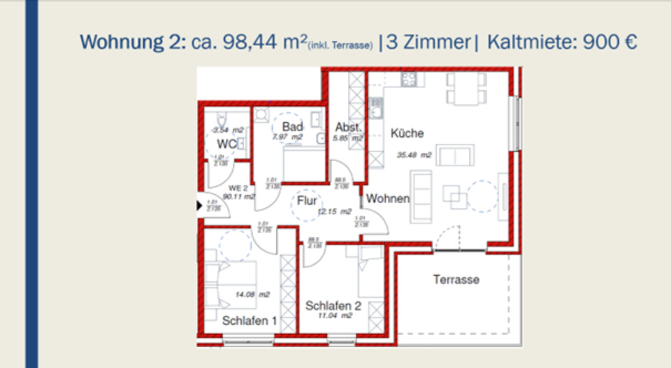 Etagenwohnung Hopsten - 3 Zimmer, 90 m&sup2;, 900&euro; | Angebot:25948951