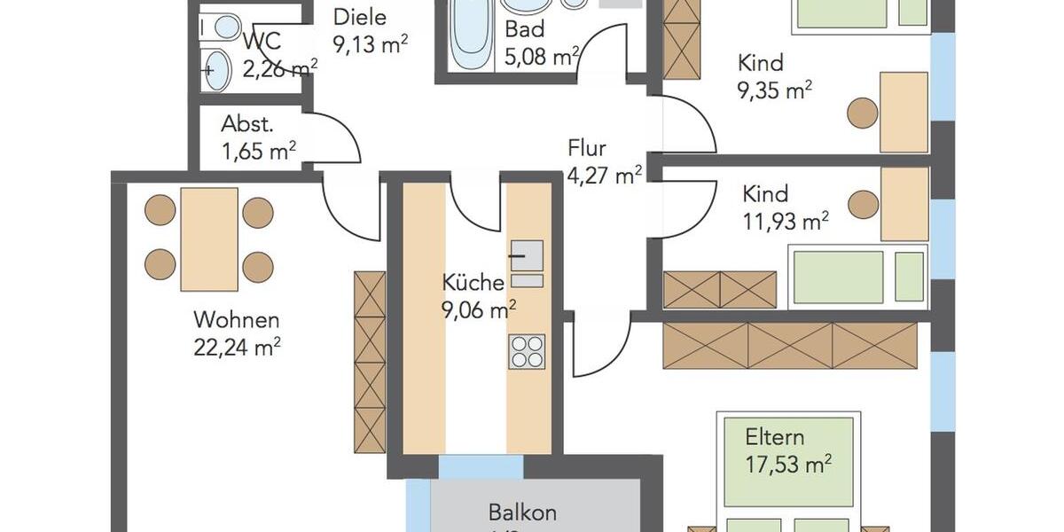 Etagenwohnung Goslar - 4 Zimmer, 94 m&sup2;, 750&euro; | Angebot:26058518