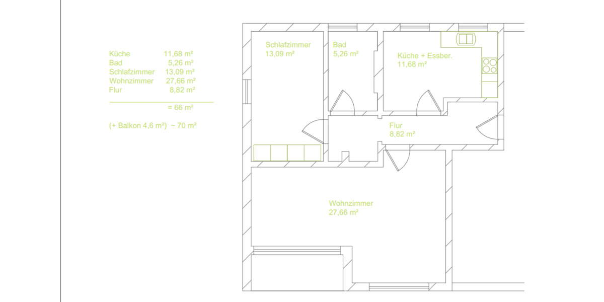 Dachgeschoßwohnung Traunreut Irsing - 2 Zimmer, 65 m&sup2;, 695&euro; | Angebot:24788760