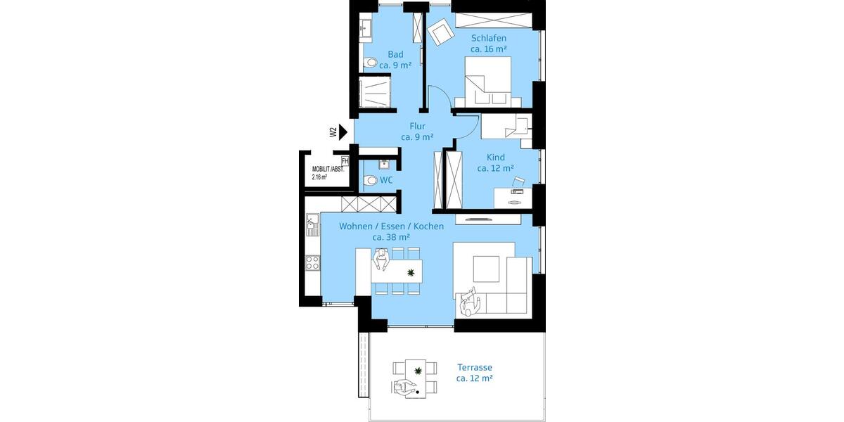 Erdgeschoßwohnung Verl - 3 Zimmer, 100 m&sup2;, 1.244&euro; | Angebot:24794422