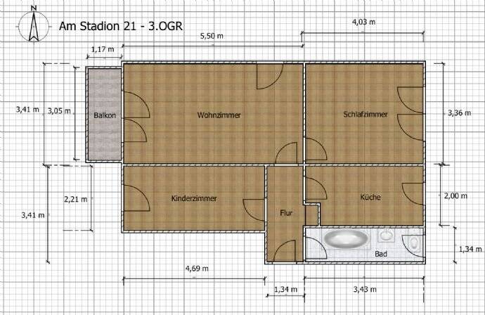 3 -Raum-Wohnung mit Balkon in Regis-Breitingen 3 zimmer