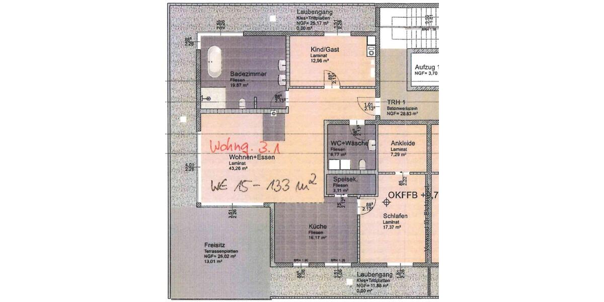 Etagenwohnung Gotha - 3 Zimmer, 133 m&sup2;, 1.250&euro; | Angebot:26383690