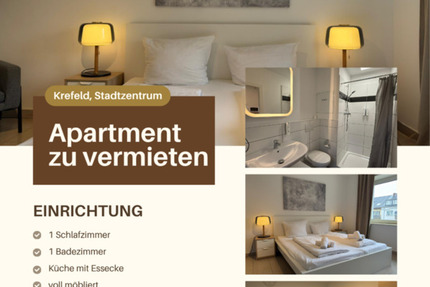Wohnen auf Zeit Krefeld - 1 Zimmer, 29 m&sup2;, 840&euro; | Angebot:25922892