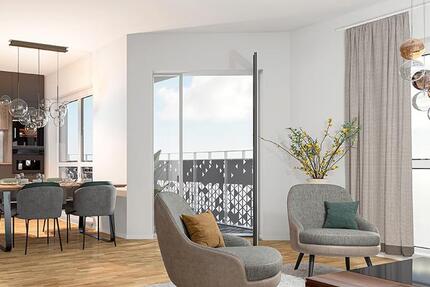 Wohnung m. Blick ins Grüne | Süd-Loggia | Aufzug | Tiefgarage | Smart-Home | Energielevel A+ 3 zimmer